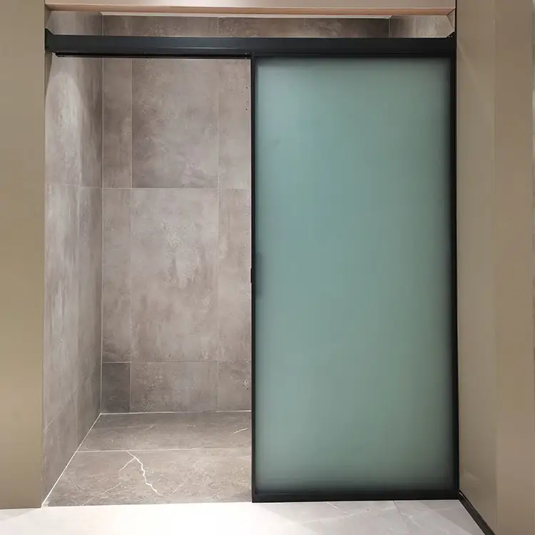 HDSAFE Office Aluminum Pocket Glass Doors French Interior Door Glass Door With Black Frame
