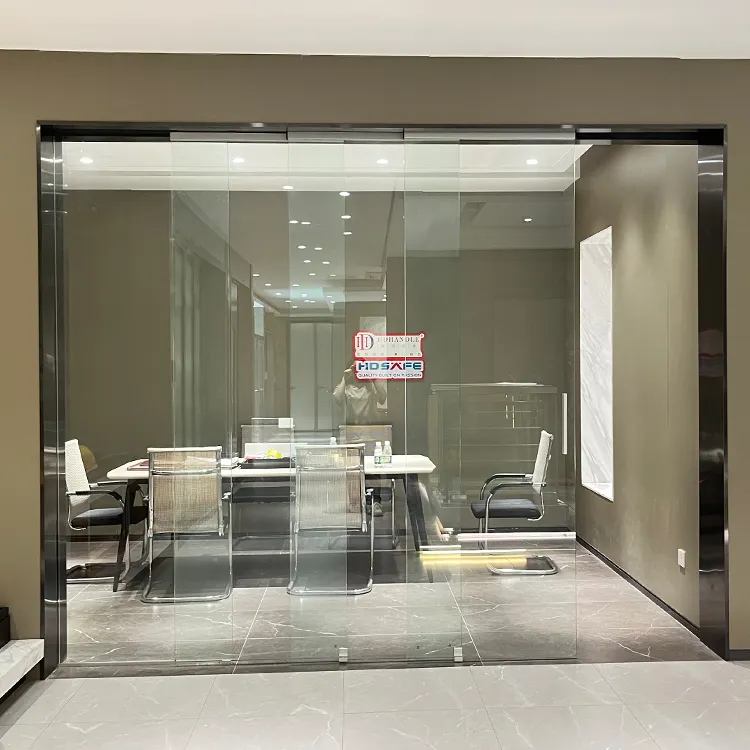 HDSAFE No Bottom Track 8-12mm Frameless Glass Door Office Meeting Room Sliding Door Hardware System
