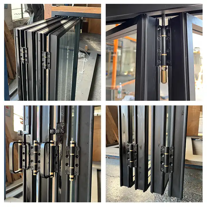 Aluminum Glass Folding Door Hinge Roller Handle Accessories Office Bi Fold Patio Partition Wall Glass Door