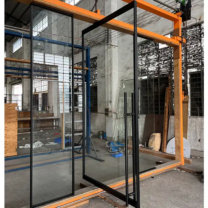 HDSAFE Office Glass Partition Wall With Hinge Pivot Door Smart Glass Door Hotel Glass Partition