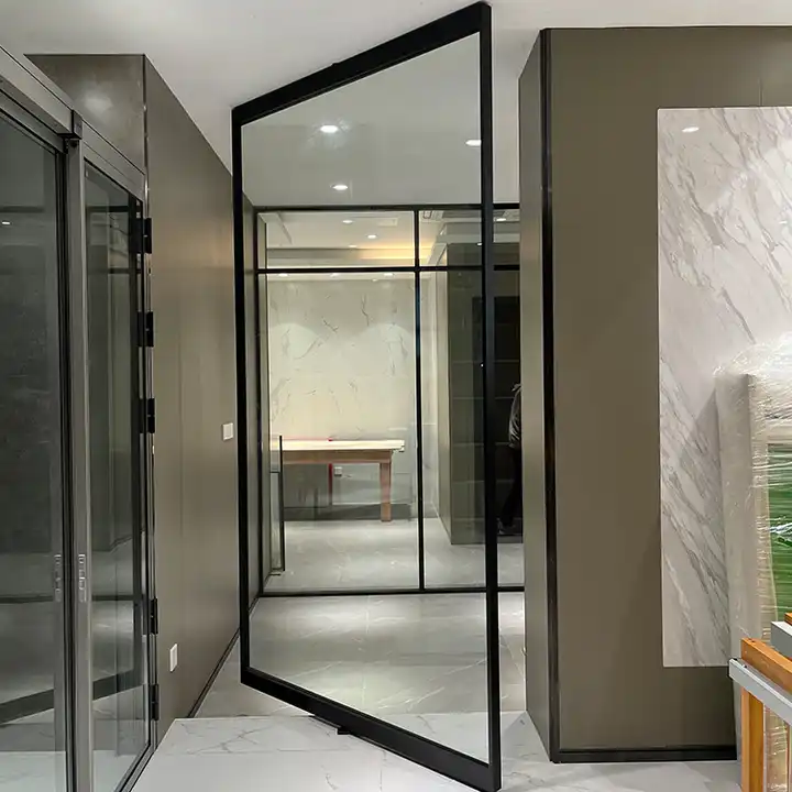 HDSAFE Office Glass Partition Wall With Hinge Pivot Door Smart Glass Door Hotel Glass Partition