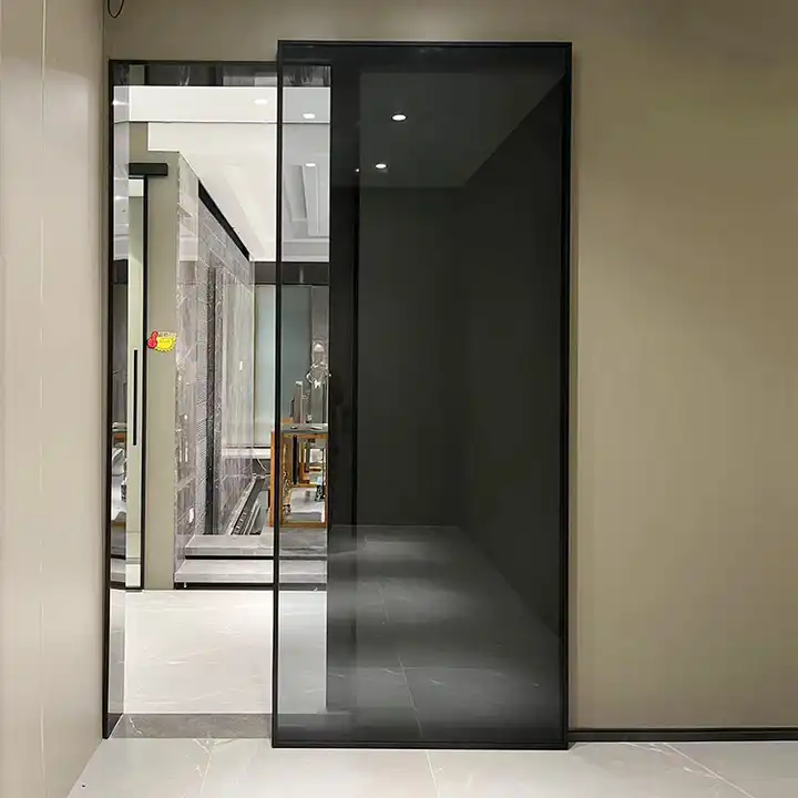 Side Mount No Upper Track 8mm Glass Door Single Double Wood Barn Sliding Door Interior