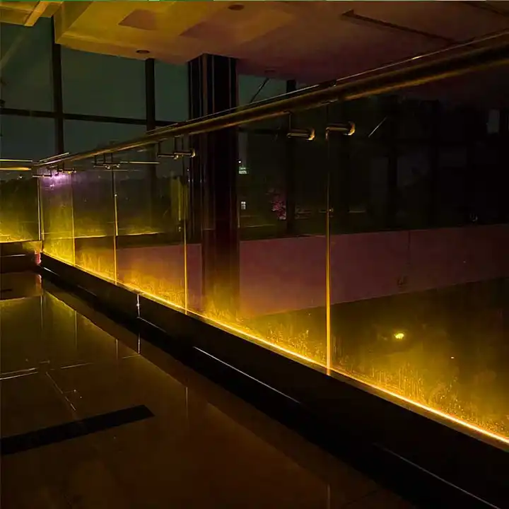 HDSAFE Glass Balustrade LED Handrail For Glass Stair Railing Design Deck Aluminum U Channel LED