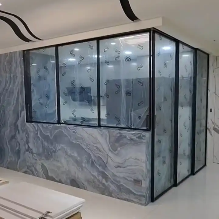 Interior Aluminum Sliding Door Black Frame Track French Sliding Glass Door House Telescopic Sliding Glass Door