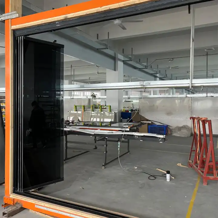 HDSAFE Aluminum Frameless Sliding Glass Door Folding Partition Wall Large Accordion Balcony Door