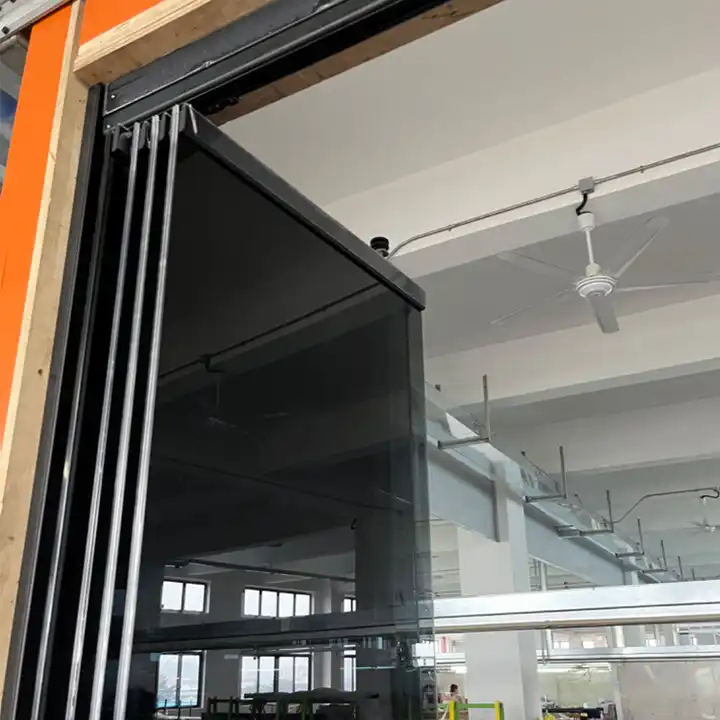 HDSAFE Aluminum Frameless Sliding Glass Door Folding Partition Wall Large Accordion Balcony Door