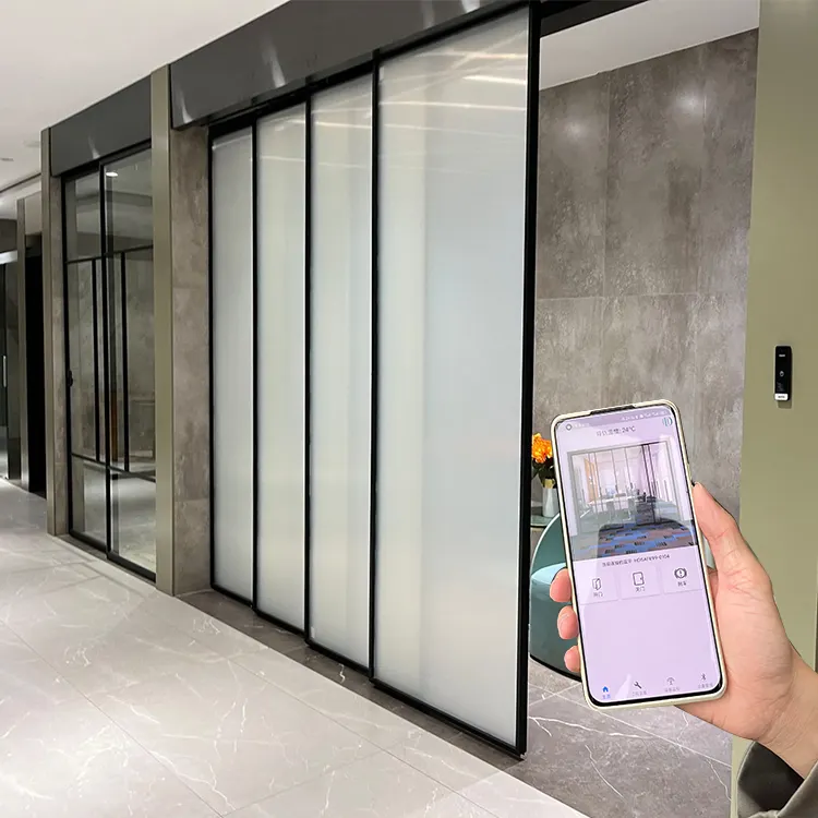 Commercial Automatic Glass Sliding Door System Aluminium Frame Frameless Smart Glass Sensor Magnetic Levitation Automatic Door