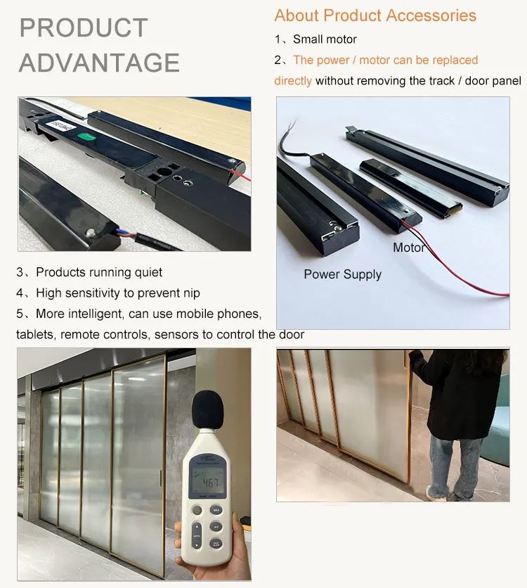 Commercial Automatic Glass Sliding Door System Aluminium Frame Frameless Smart Glass Sensor Magnetic Levitation Automatic Door