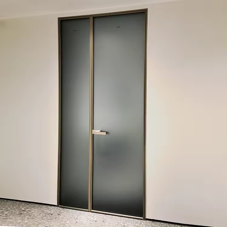 HDSAFE Aluminum Glass Swing Door Exterior Interior Black Casement Hinge Swing Door