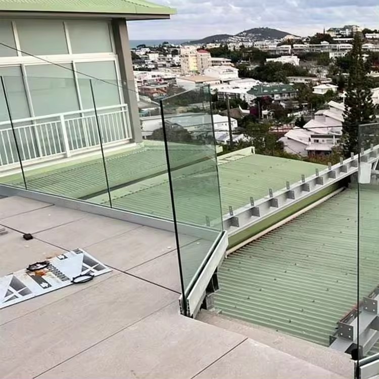 HDSAFE Frameless Glass Fence Balcony Railing Aluminum Indoor Balustrade External U Channel Stair Glass Railing