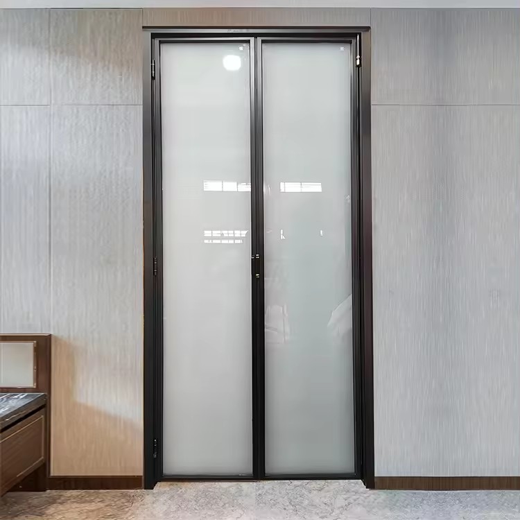HDSAFE Balcony Aluminum Accordion Door Office Folding Patio Door Glass Partition Exterior Glass Door Hardware