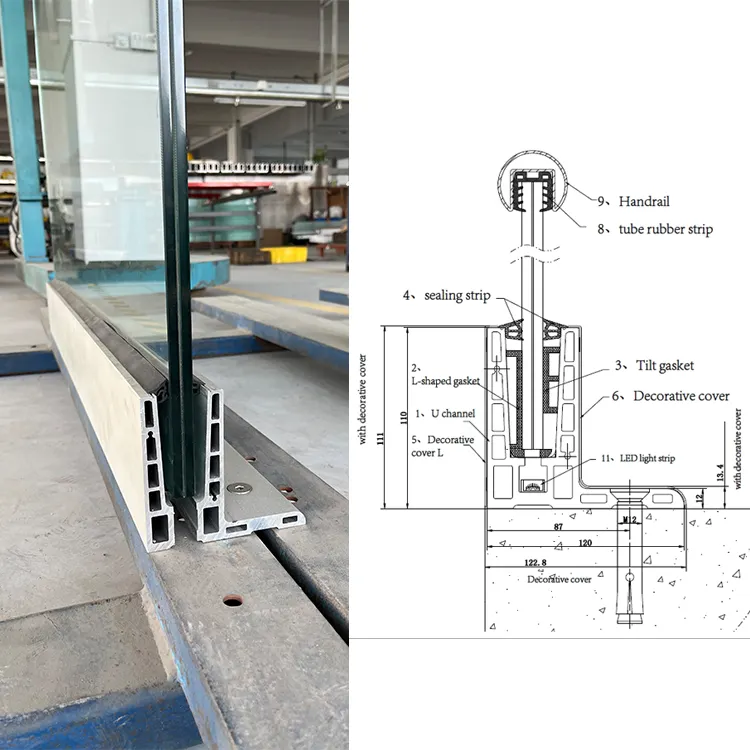 HDSAFE Balustrade Handrail Glass Stair Railing Balcony Design Swimming Pool Handrail Deck Glass Railing System