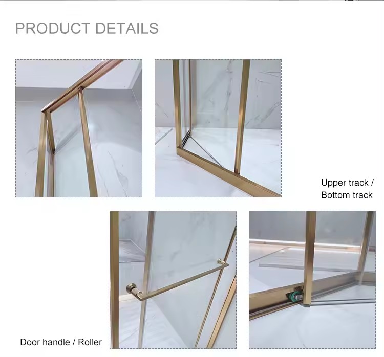 HDSAFE Hotel Sliding Shower Door Hardware Aluminum Luxury Bathroom Tempered Glass Shower Partition Door