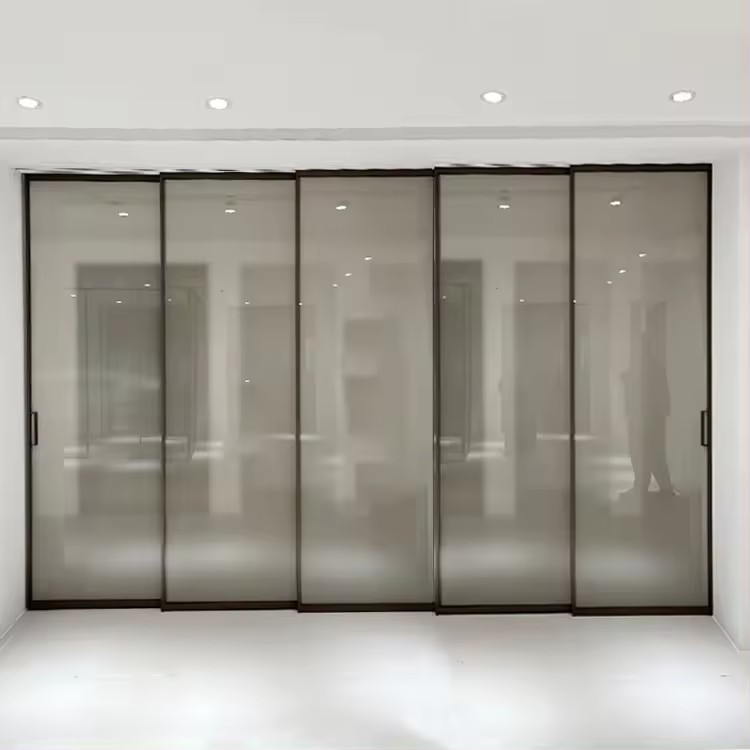 Puerta corredera HDSAFE para casa, sala de estar, partición, oficina, cocina, herrajes telescópicos de puerta corrediza de vidrio de aluminio