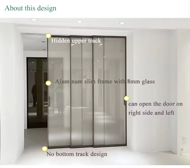 HDSAFE Sliding Door For House Living Room Partition Office Kitchen Telescopic Aluminum Sliding Glass Door Hardware