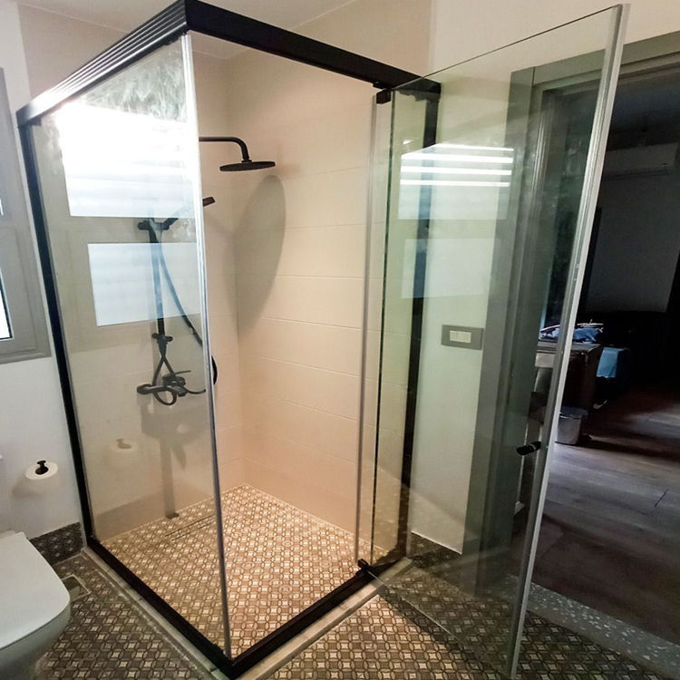 HDSAFE Shower Door Frameless Stainless Steel Hinge Tempered Glass Swing Shower Screen Aluminum