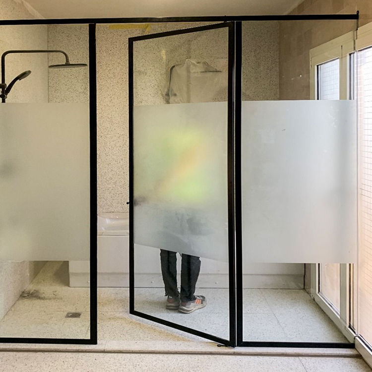 HDSAFE Hotel Glass Shower Door Modern Frosted Fluted Glass Bathroom Door Apartment Home