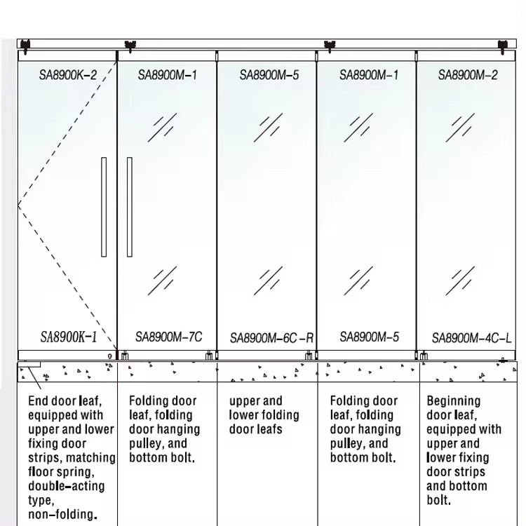 HDSAFE Sunroom Glass Door Bifold Glass Partition Door Hardware Bifold Patio Doors System Balcony