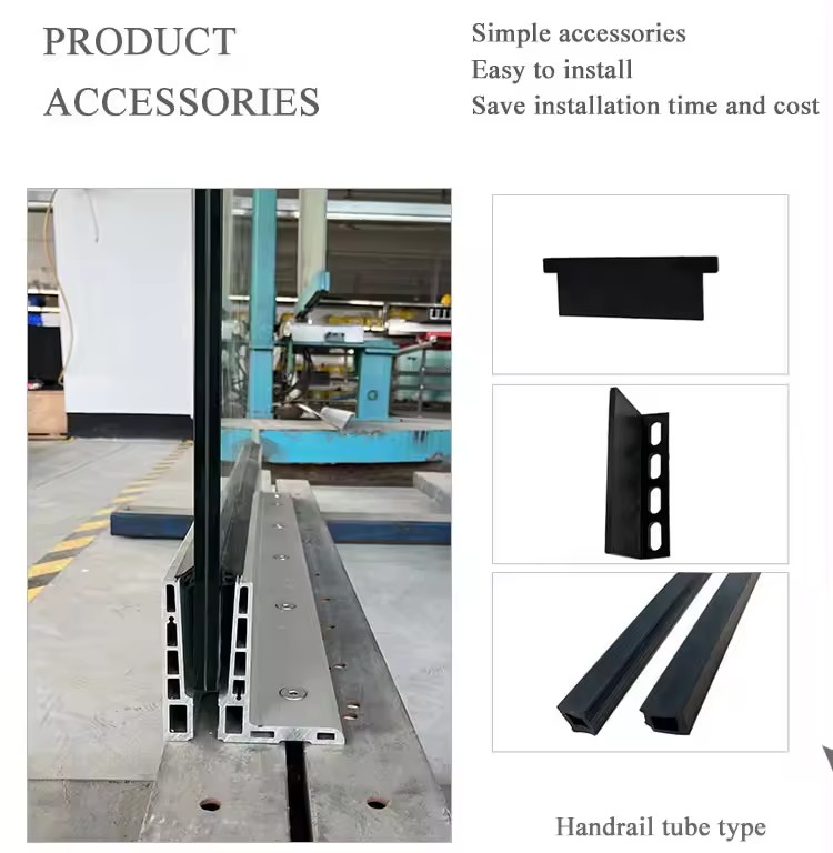 HDSAFE Aluminum U Channel With Handrail Tube LED Railing Balcony Villa Office Apartment Project Case Glass Railing