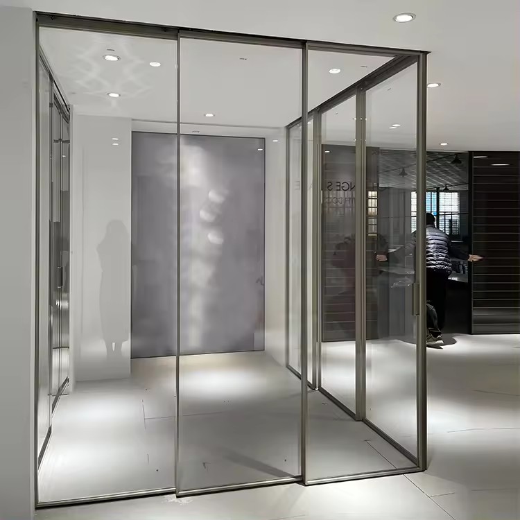 HDSAFE Commercial Automatic Glass Sliding Door System Aluminium Frame Frameless Smart Glass Sensor Magnetic Levitation Automatic Door