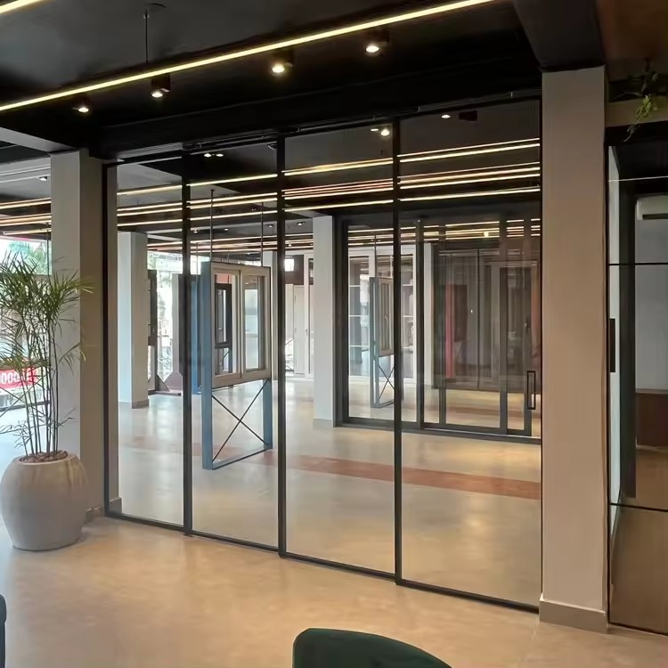 HDSAFE Interior Door For Hotel Villa Apartment Aluminum Frame Glass Door Sliding Soft Closing Room Glass Partition Sliding Doors
