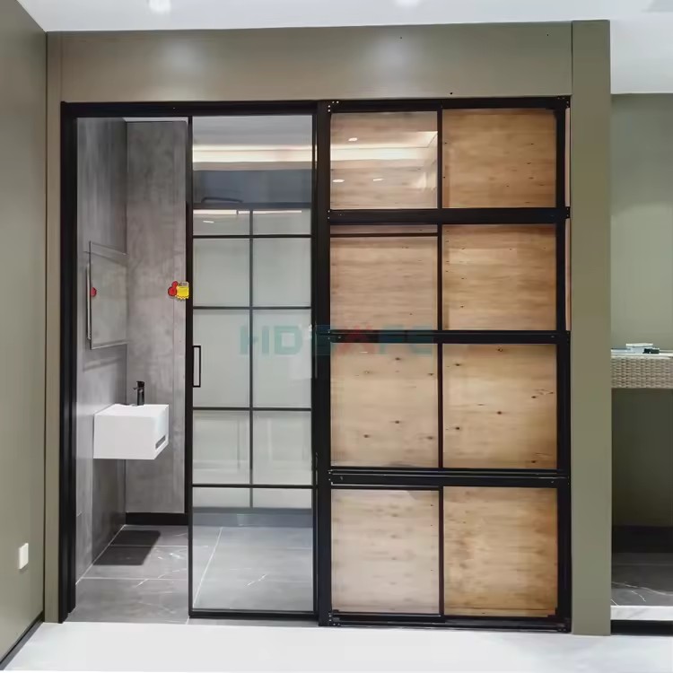HDSAFE Glass Pocket Door Hardware Aluminum Single Double Panels No Bottom Track Soft Sliding Pocket Door System