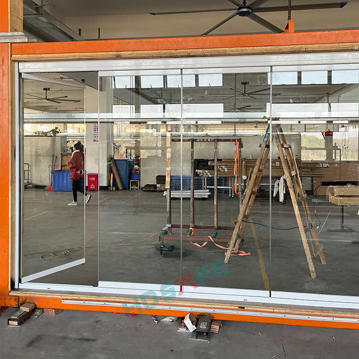HDSAFE Shop Entry Panoramic Accordion Bi Fold Door Aluminum Slide Patio Balcony Door Frameless Movable Partition Door Terrace
