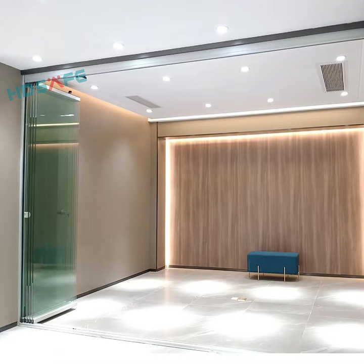 HDSAFE Shop Entry Panoramic Accordion Bi Fold Door Aluminum Slide Patio Balcony Door Frameless Movable Partition Door Terrace