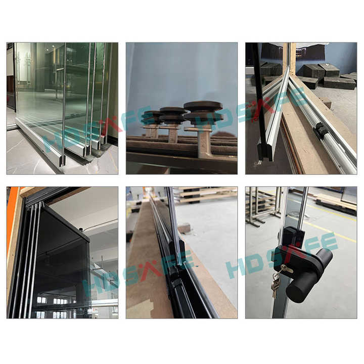 HDSAFE Shop Entry Panoramic Accordion Bi Fold Door Aluminum Slide Patio Balcony Door Frameless Movable Partition Door Terrace