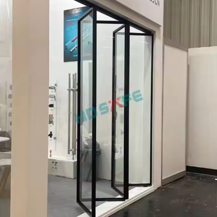 HDSAFE Partition Wall Glass Folding Door Accessories Bi Fold Door Interior Aluminum Folding Patio Soft Closing Bifold Glass Door