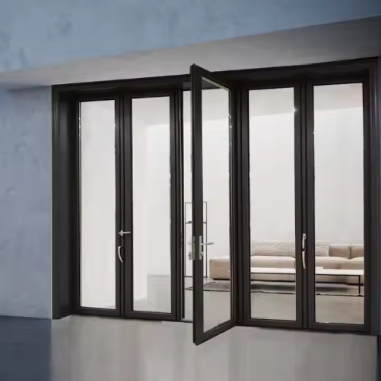 HDSAFE Economical Aluminum Bi Folding Door Soft Closing Villa Interior Folding Door Partition Stack Accordion Folding Glass Door