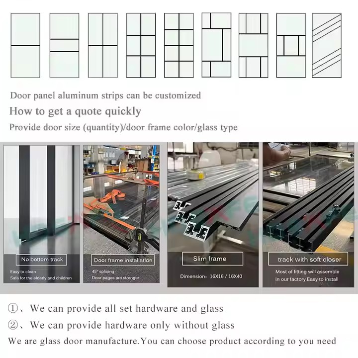 HDSAFE French Style Interior Door Modern 8mm Glass Hotel Soft Closing French Sliding Door Factory