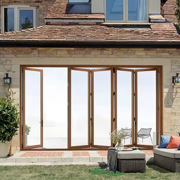 HDSAFE Heavy Bi-fold Doors Heavy Metal Color Frame High Definition Tempered Glass Waterproof Soundproof Folding Partition Door