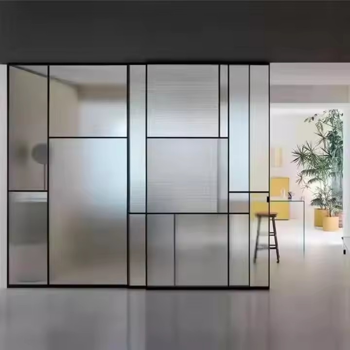 HDSAFE Interior Sliding Doors Track Aluminum Internal Indoor Glass Decoration Modern Entry Doors Glsss Door