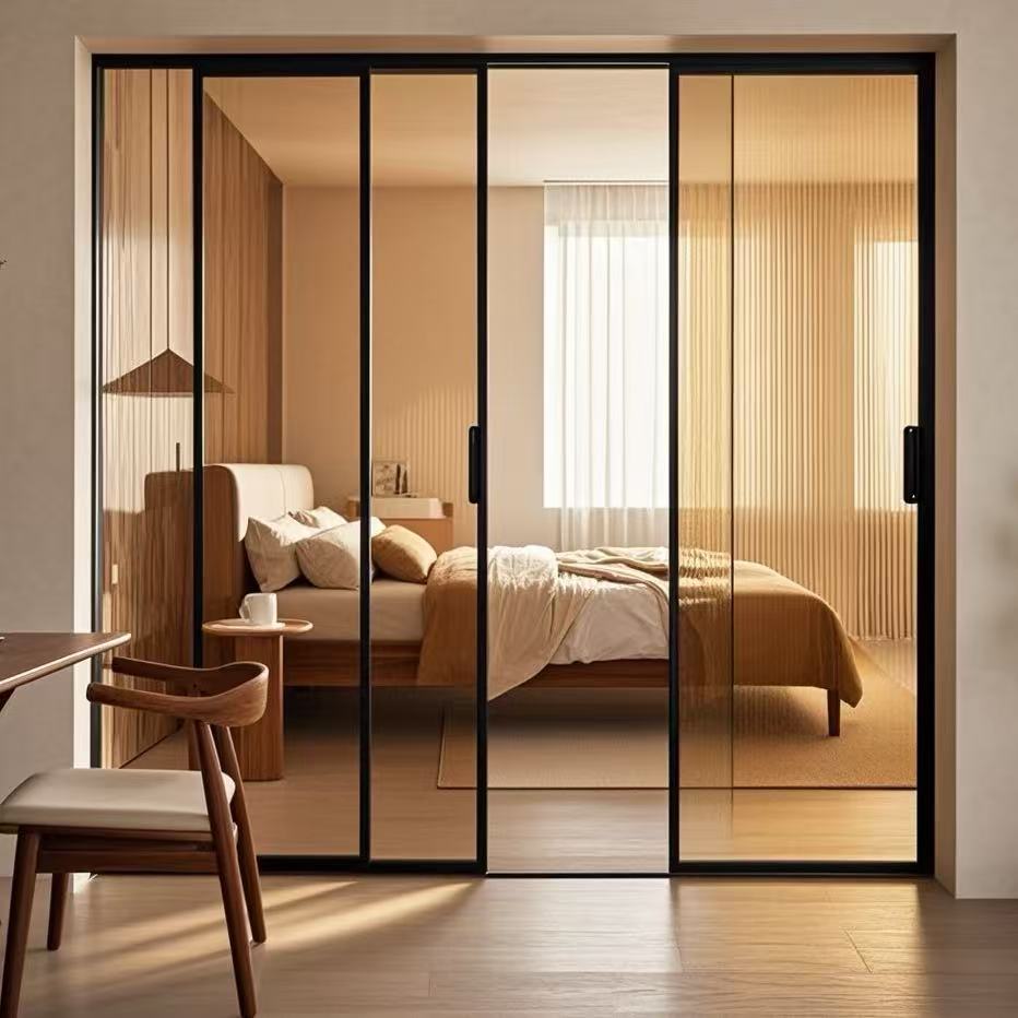 HDSAFE 2025 Aluminium Double Tempered Glass Sliding Doors High Quality Energy Efficient Sliding Door