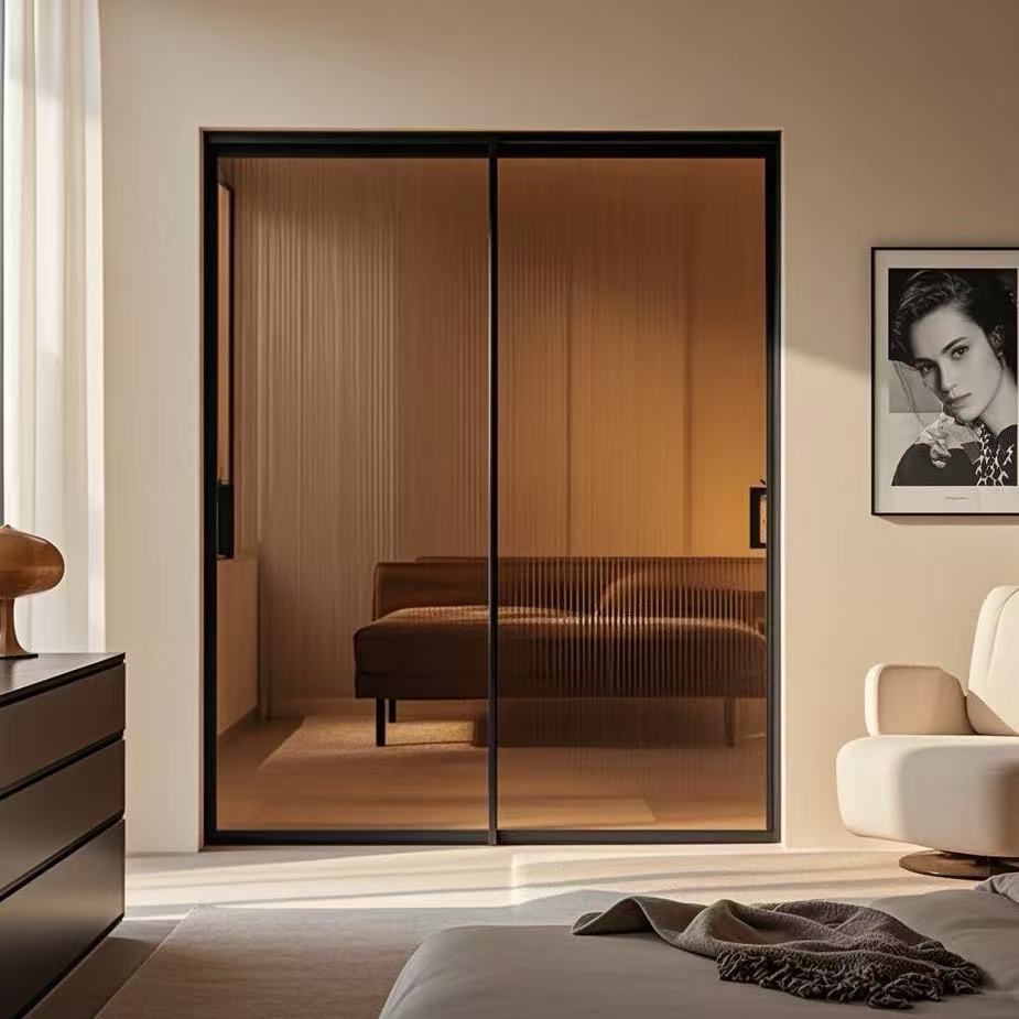 HDSAE Modern Aluminum Frame Tempered Glass Sliding Door Office Glass Door Hardware