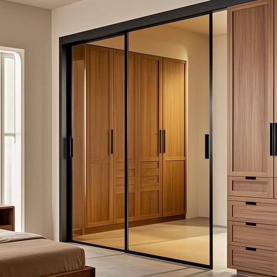 HDSAE Modern Aluminum Frame Tempered Glass Sliding Door Office Glass Door Hardware