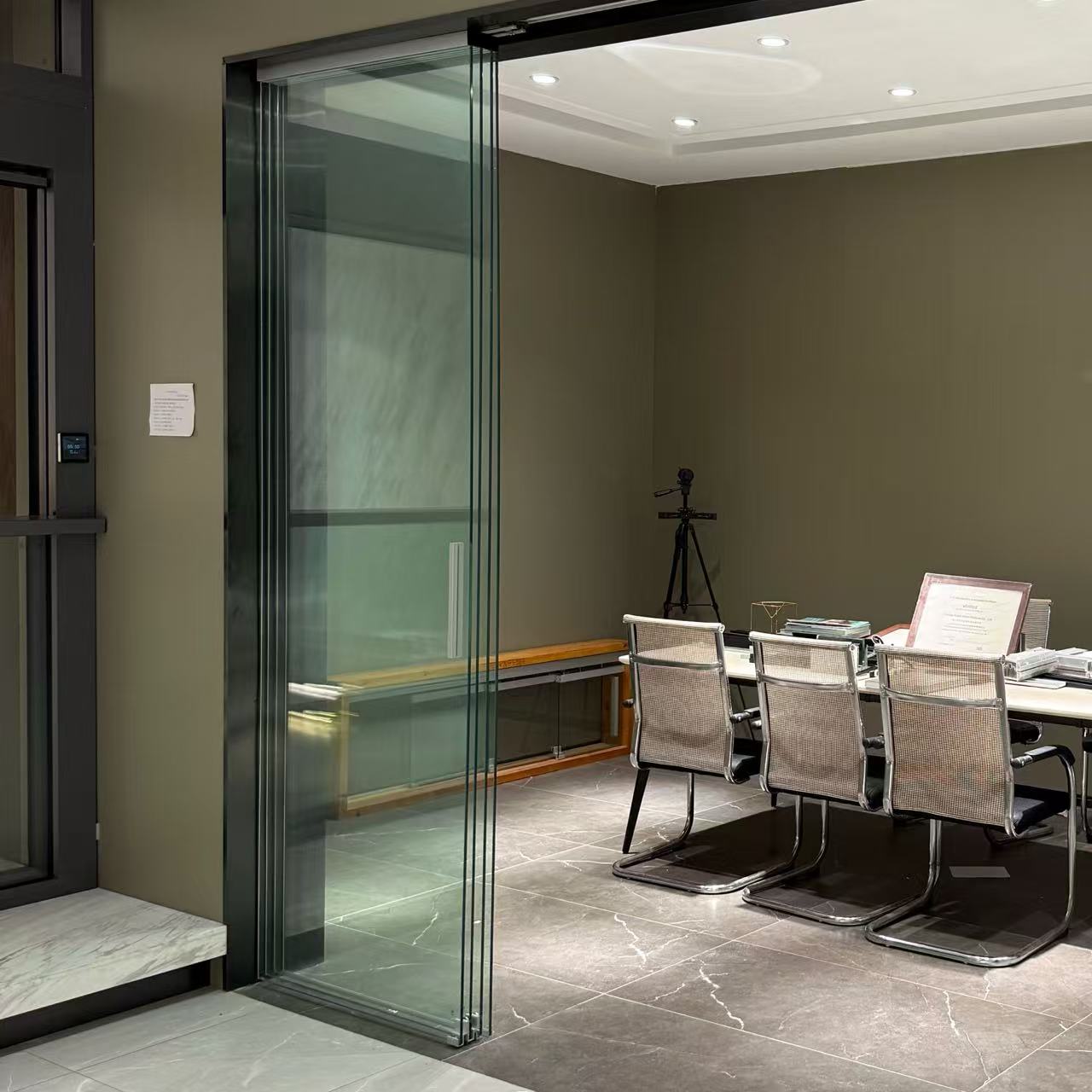 HDSAFE Tempered Glass Luxury Full View Sliding Door Glass Sliding Door 4 Panel Telescopic Stacking