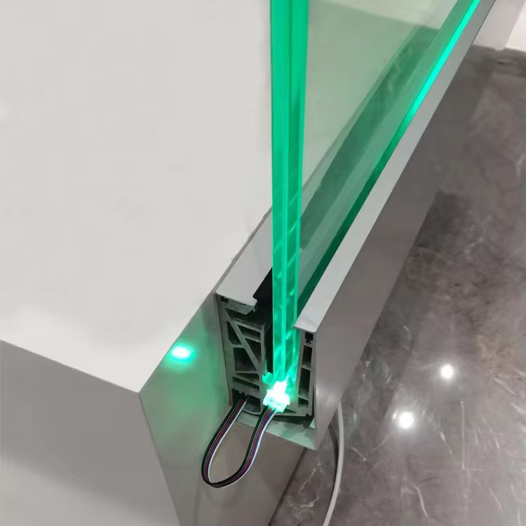 Balcony Glass Panel Side Mounted Glass Railing U Channel Deck Floor Base Aluminum Balustrades Handrails LED Light Glass Railing