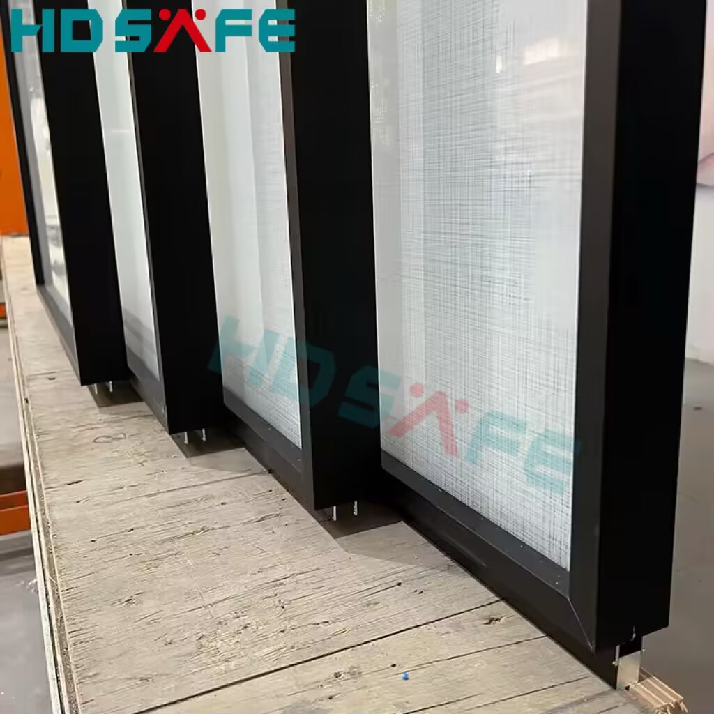 HDSAFE Frameless Glass Sliding Door for House 4 Panels No Bottom Track Apartment Soft Closing Black Sliding Glass Door Interior