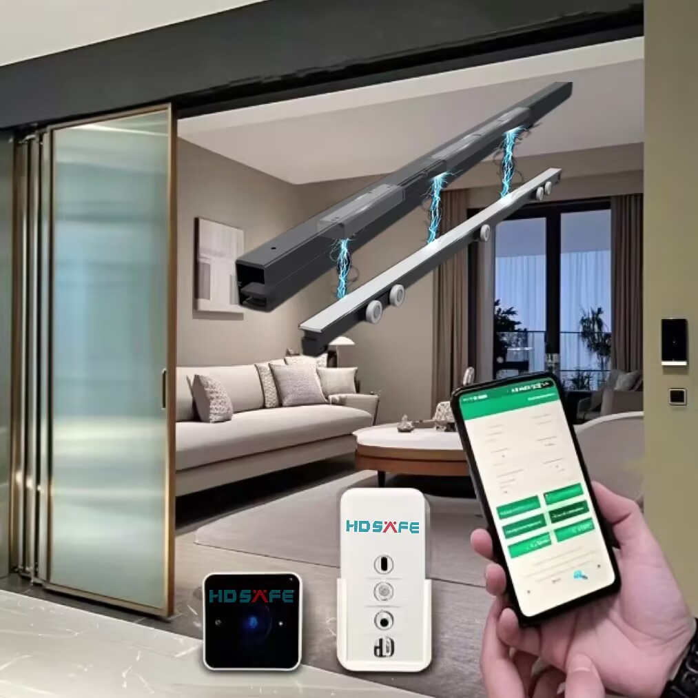 Glass Electric Door Opener Sensor Phone App Linear Magnetic Drive Automatic Sliding Door Operator Villa Interior