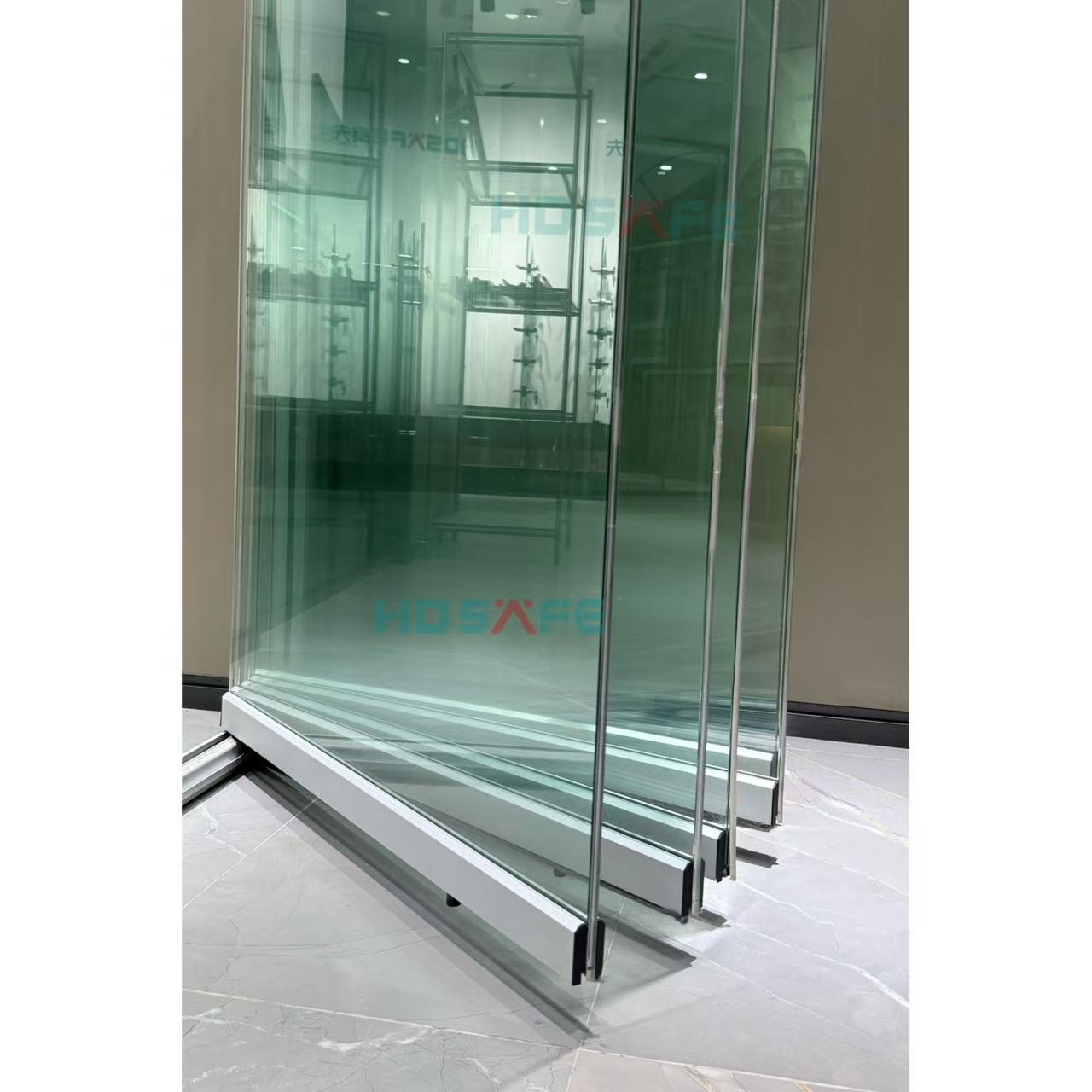 HDSAFE Glass Curtain Stack Panoramic Accordion Bifold Door Balcony Partition Folding Door Aluminum Frameless Sliding Folding Patio Door