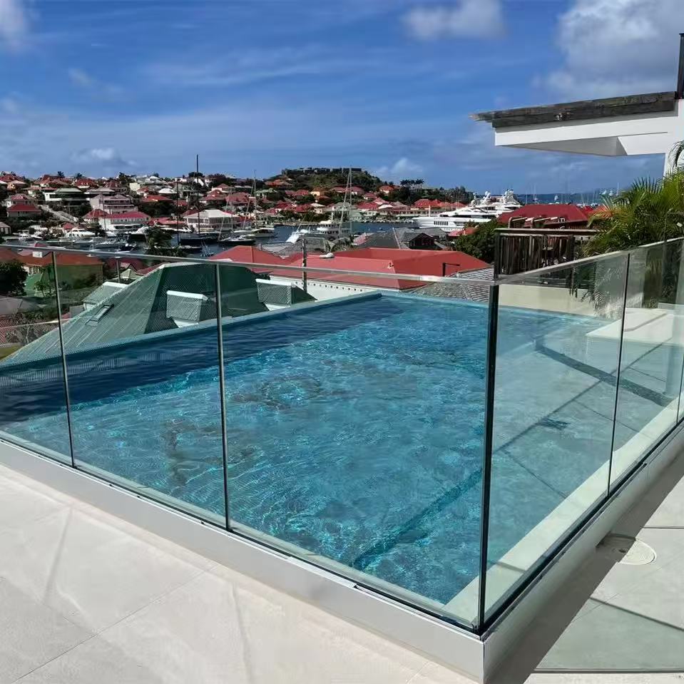 Modern Frameless Aluminum U Channel Glass Railing Balcony Pool Staircase Safety Glass Balustrade Baluster Parapet