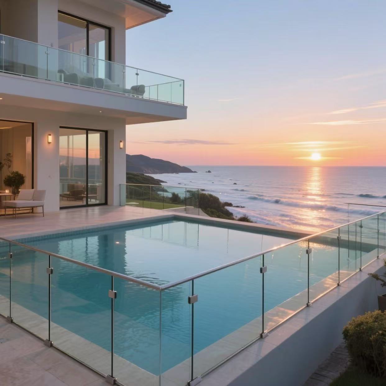 Modern Frameless Aluminum U Channel Glass Railing Balcony Pool Staircase Safety Glass Balustrade Baluster Parapet