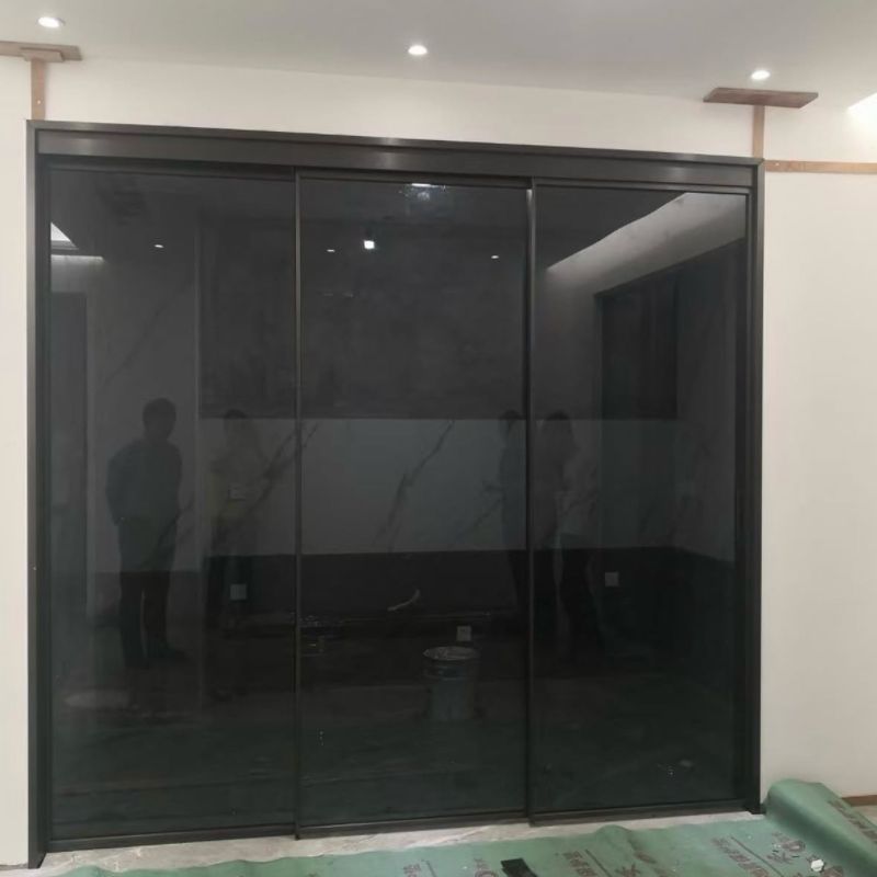 Interior Glass Sliding Door Narrow Aluminum Slim Frame Sliding Interior Glass Door Living Room 2 Slide 2 Fixed Door System
