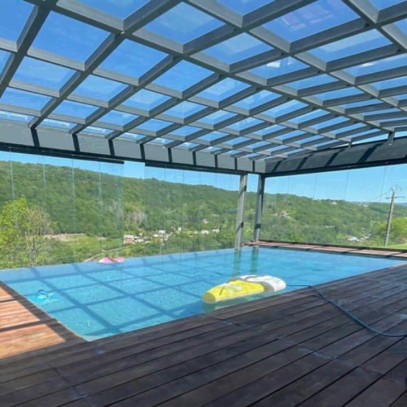 Frameless Bifold Door Interior 10mm Thickness Frameless Sliding Folding Partition Tempered Glass Pergola Sliding Glass Door
