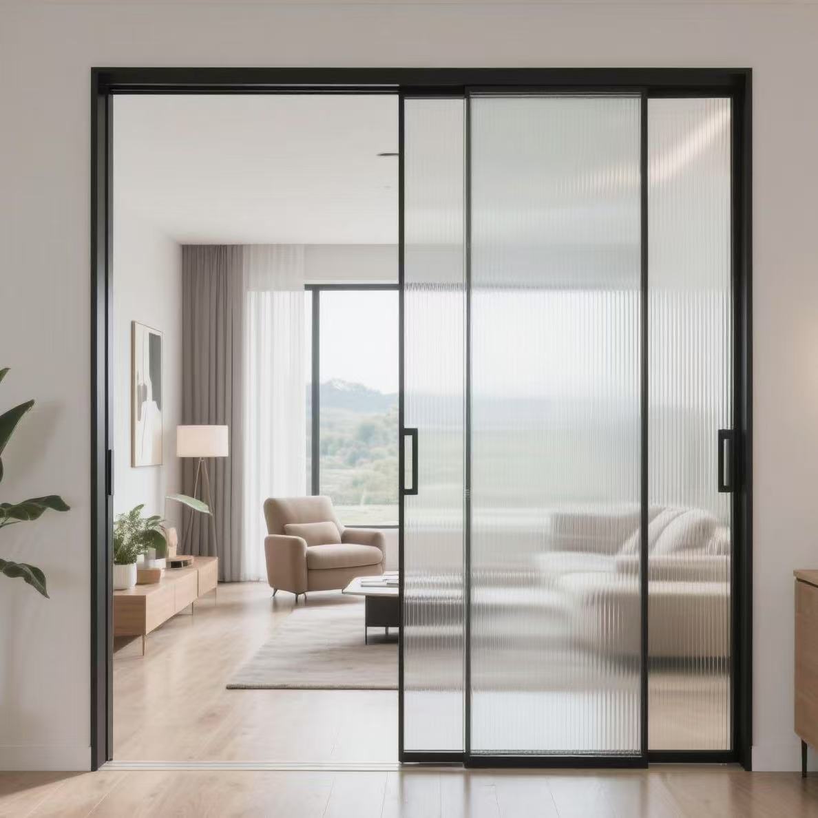 Popular Modern Automatic Glass Telescopic Sliding Door System Extremely Narrow Modern Sliding Door