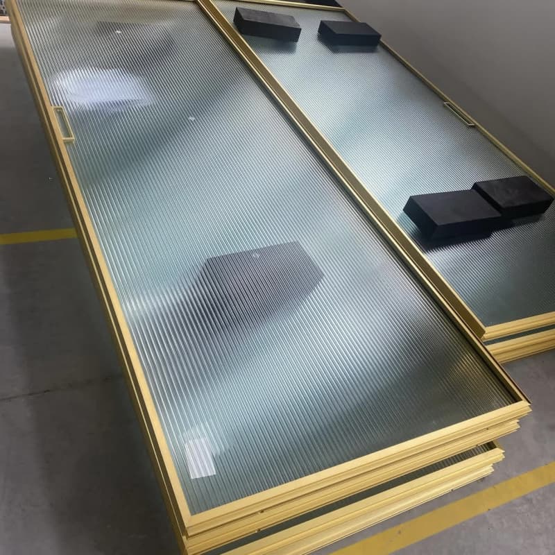 Five Star Hotel Golden Framed Glass Sliding Door Professional Factory High-quality Glass Sliding Doors Soft Closing Slim Frame