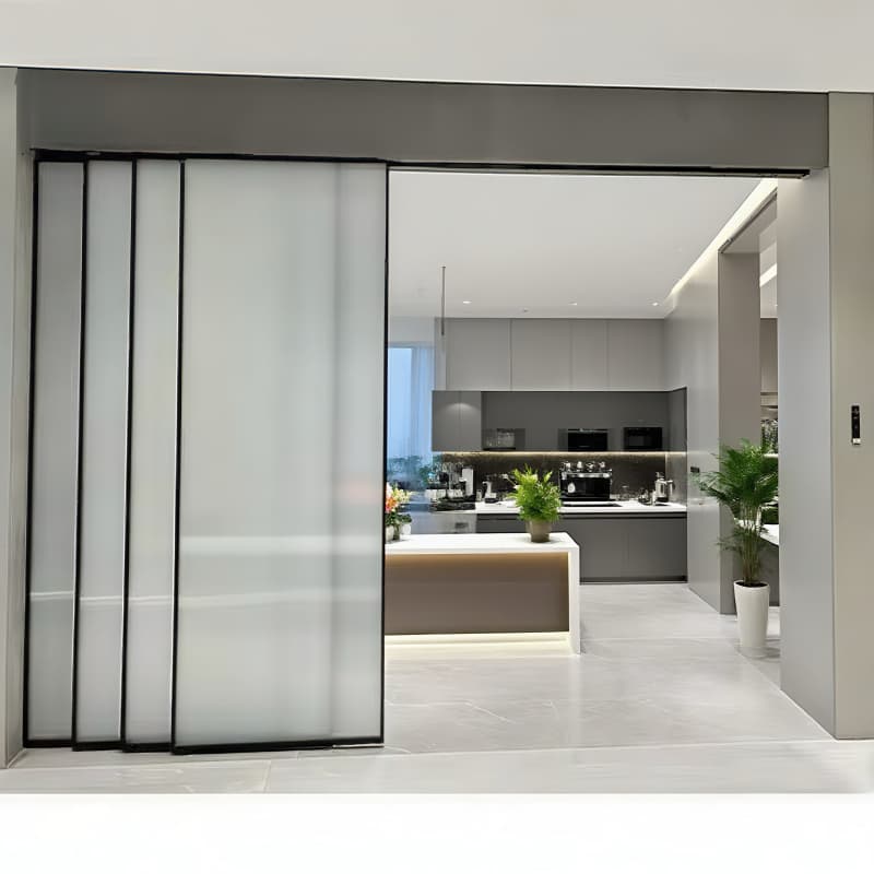 HDSAFE Smart Film Glass Automatic Sliding Door System Apartment Office Automatic Door Operators App Sensor Switchable Glass Door