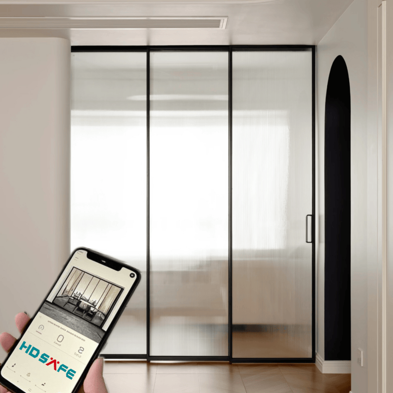 Modern Home Decoration Smart Glass Sliding Door Aluminum Alloy with Automatic Open Style Finished Surface